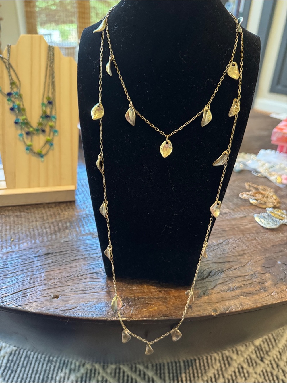 Delicate Gold Leaf Long Necklace - Women Jewelry